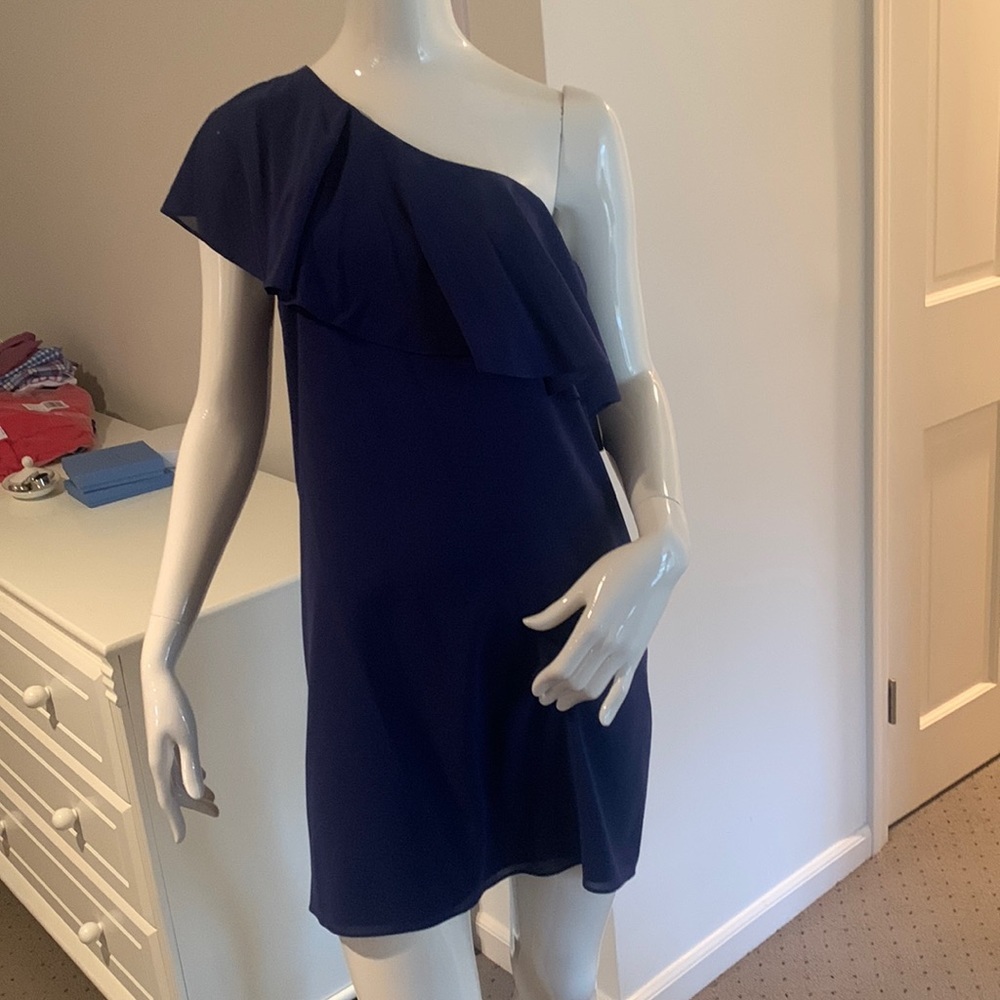 Alice + Olivia blue one shoulder mini dress size medium